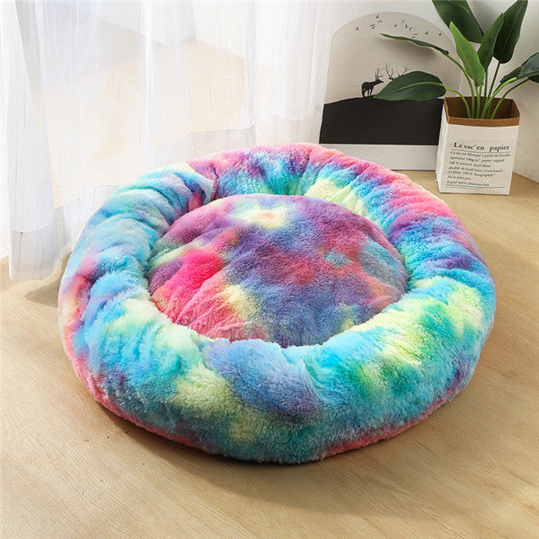 Coussin lit pour Chats ou Petits Chiens, Panier, Canapé Lit rond en Peluche, Confortable pour Animaux de Compagnie pour Dormir au chaud en Hiver