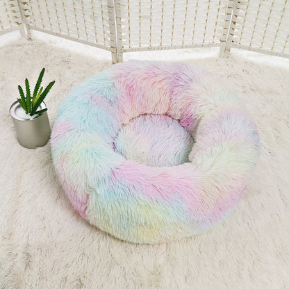 Coussin lit pour Chats ou Petits Chiens, Panier, Canapé Lit rond en Peluche, Confortable pour Animaux de Compagnie pour Dormir au chaud en Hiver