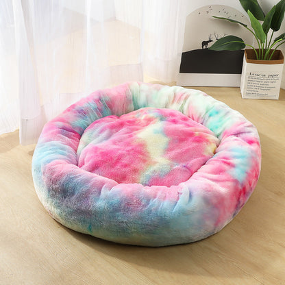 Coussin lit pour Chats ou Petits Chiens, Panier, Canapé Lit rond en Peluche, Confortable pour Animaux de Compagnie pour Dormir au chaud en Hiver