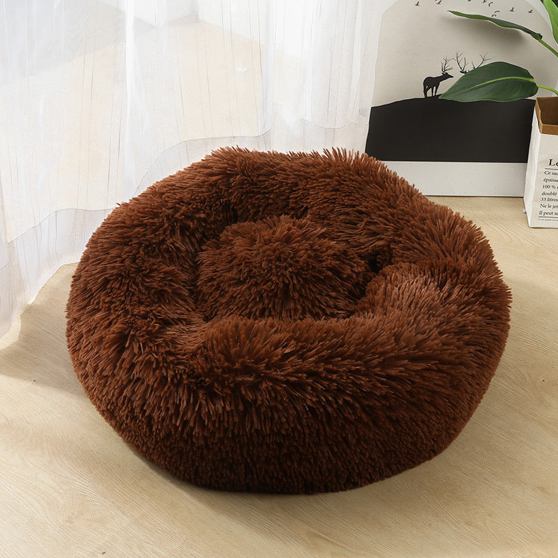 Coussin lit pour Chats ou Petits Chiens, Panier, Canapé Lit rond en Peluche, Confortable pour Animaux de Compagnie pour Dormir au chaud en Hiver