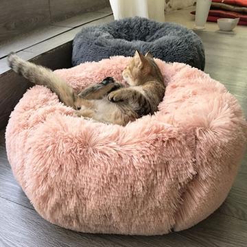 Coussin lit pour Chats ou Petits Chiens, Panier, Canapé Lit rond en Peluche, Confortable pour Animaux de Compagnie pour Dormir au chaud en Hiver