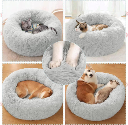 Coussin lit pour Chats ou Petits Chiens, Panier, Canapé Lit rond en Peluche, Confortable pour Animaux de Compagnie pour Dormir au chaud en Hiver